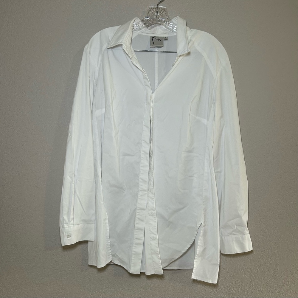 Finley Elegant White Button Down Blouse Women’s X… - image 1